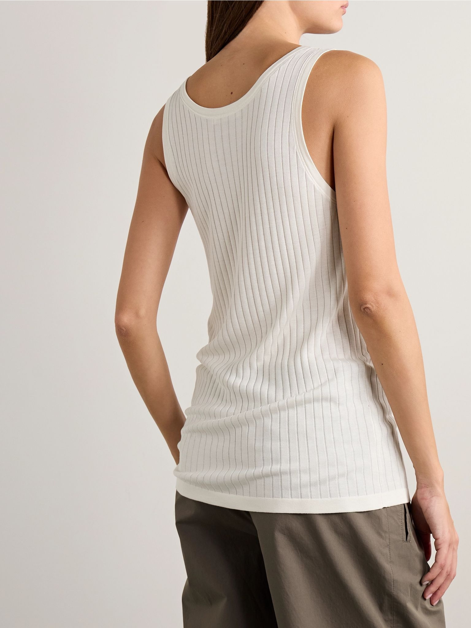 Katara ribbed-knit tank Off-white - 4