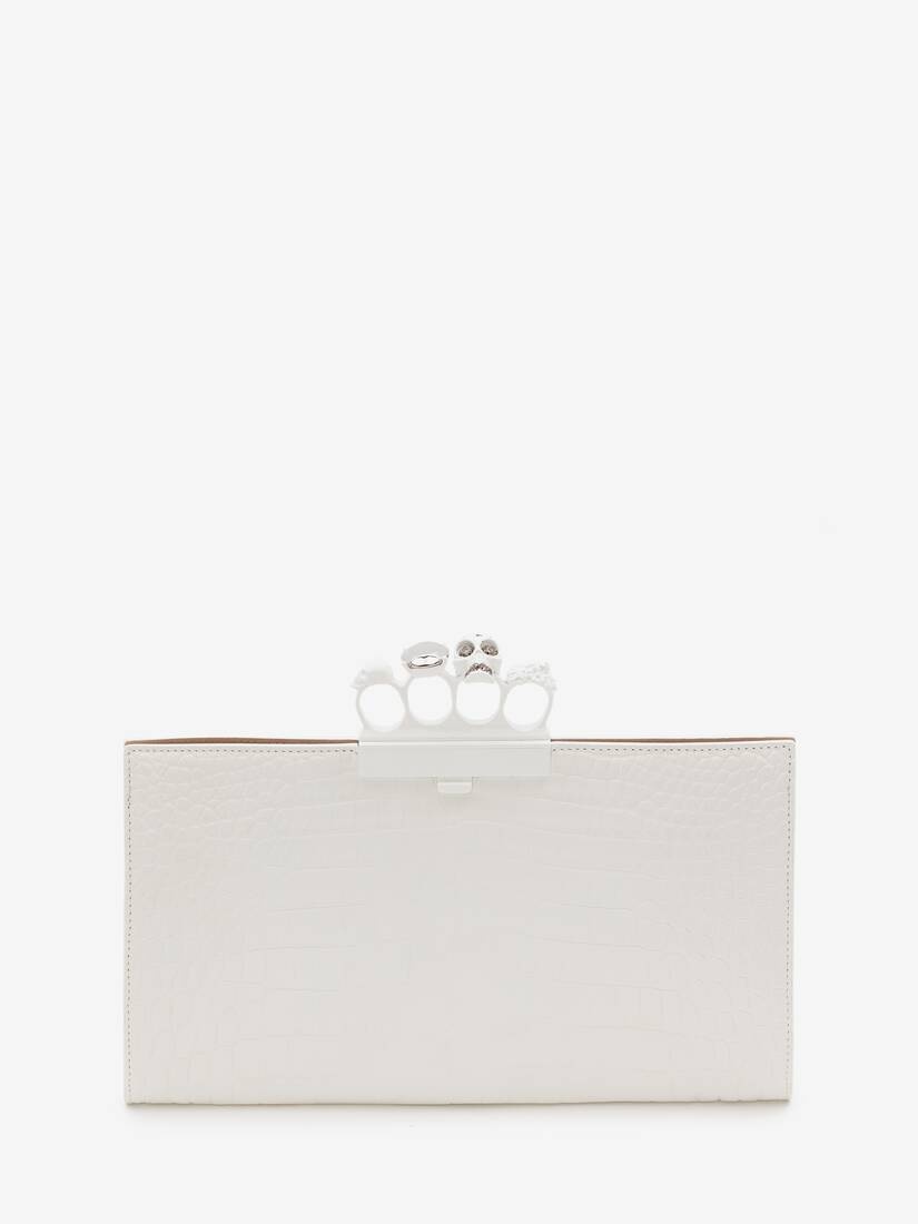 Jewelled Flat Pouch in White - 1
