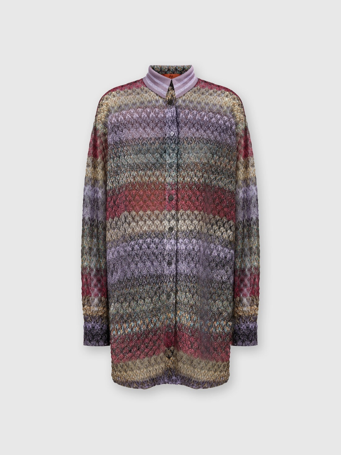 Oversized shirt with lamé lace pattern - 1