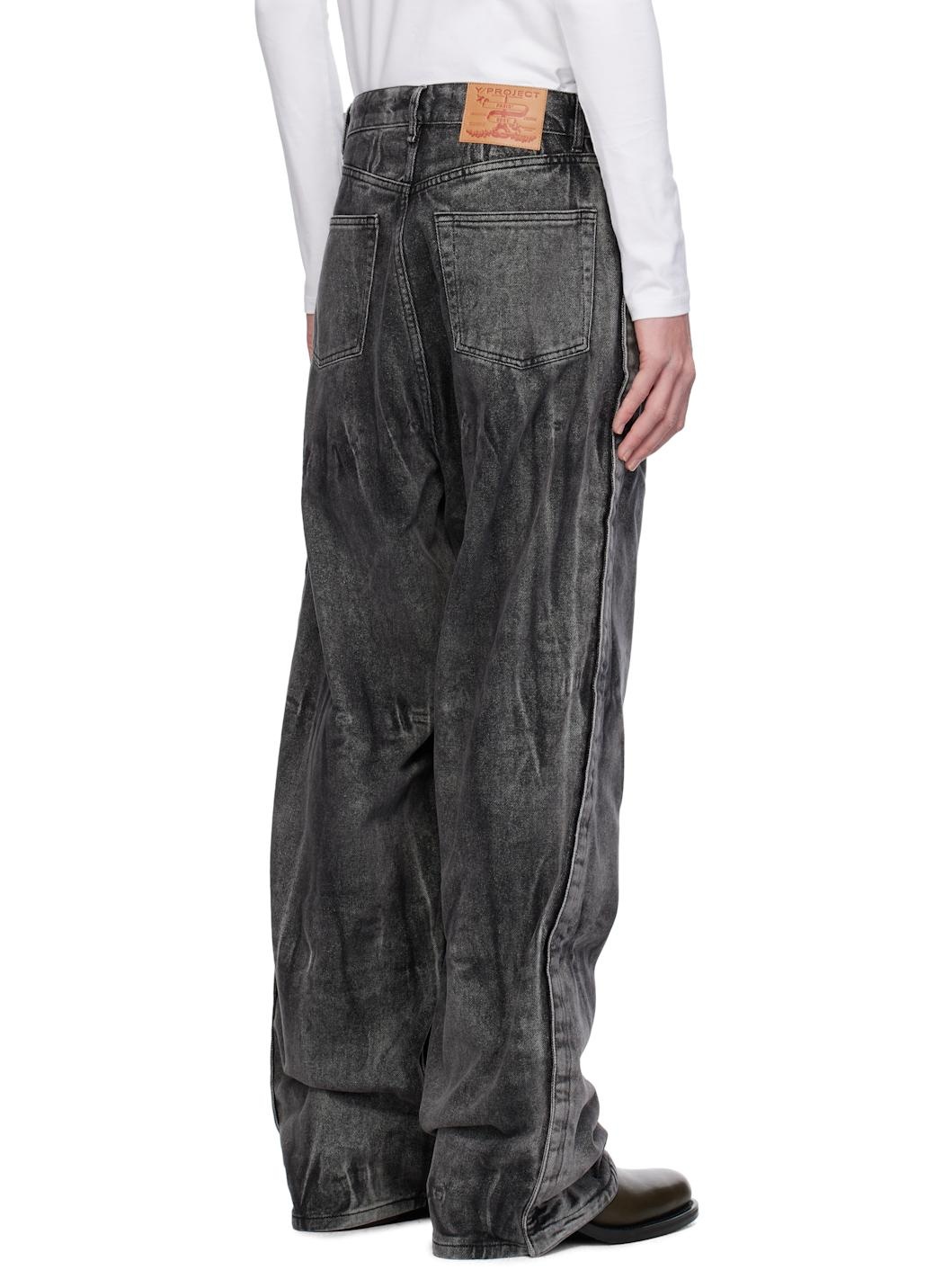 Black Velcro Panel Jeans - 3