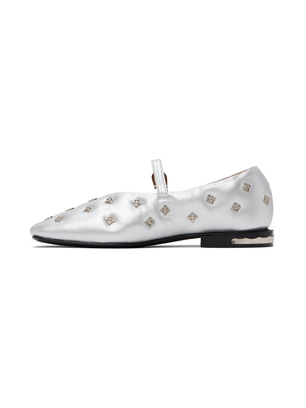 Silver Mary Jane Ballerina Flats - 3