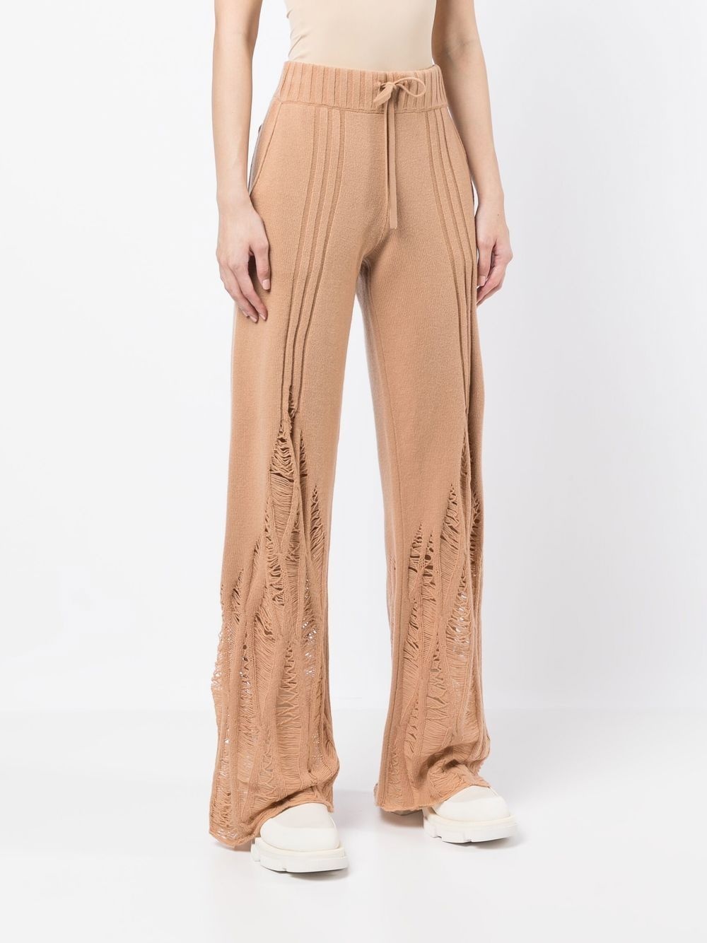 distressed high-waist cashmere trousers - 4