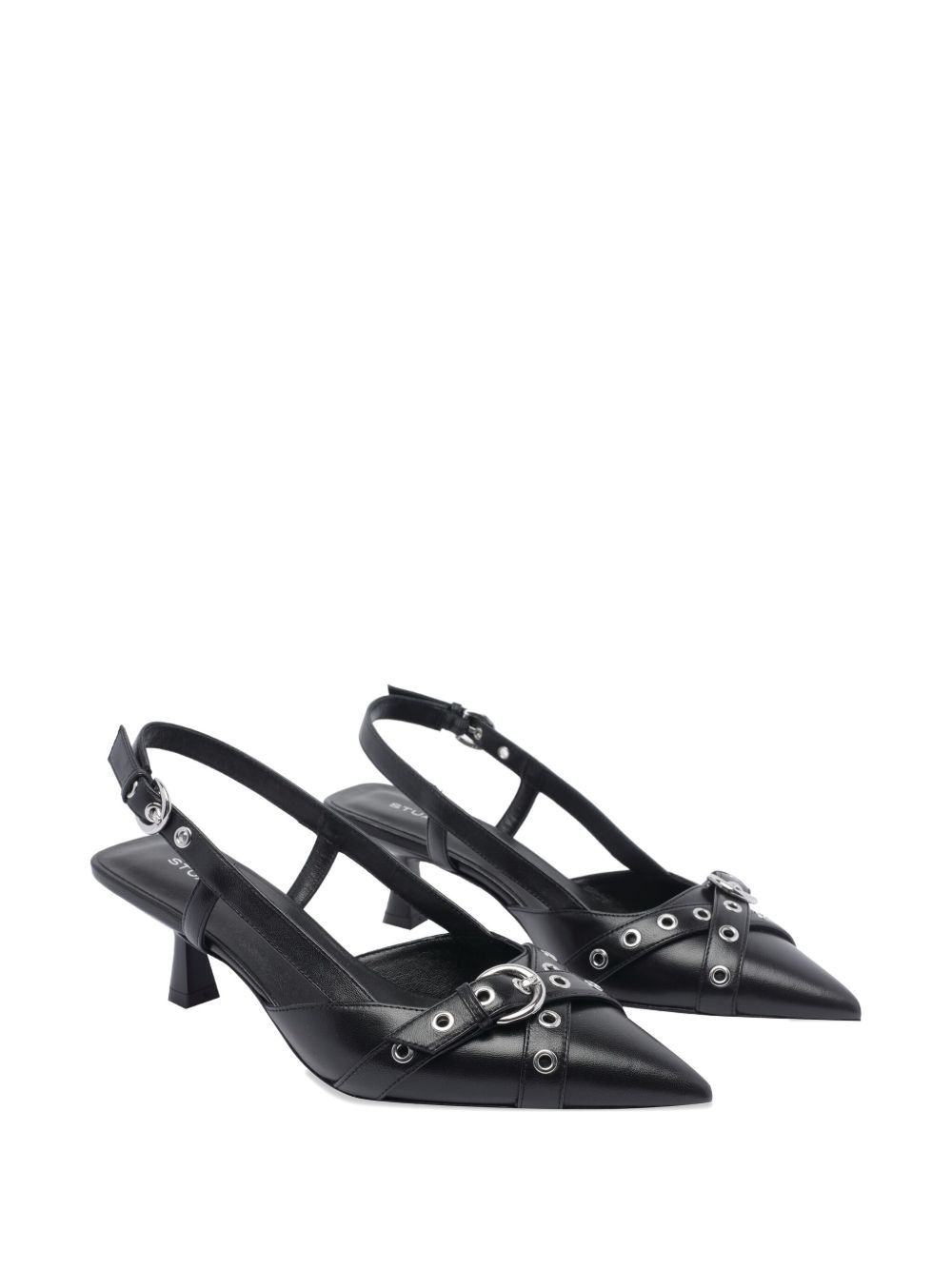 50mm leather heeled pumps - 2