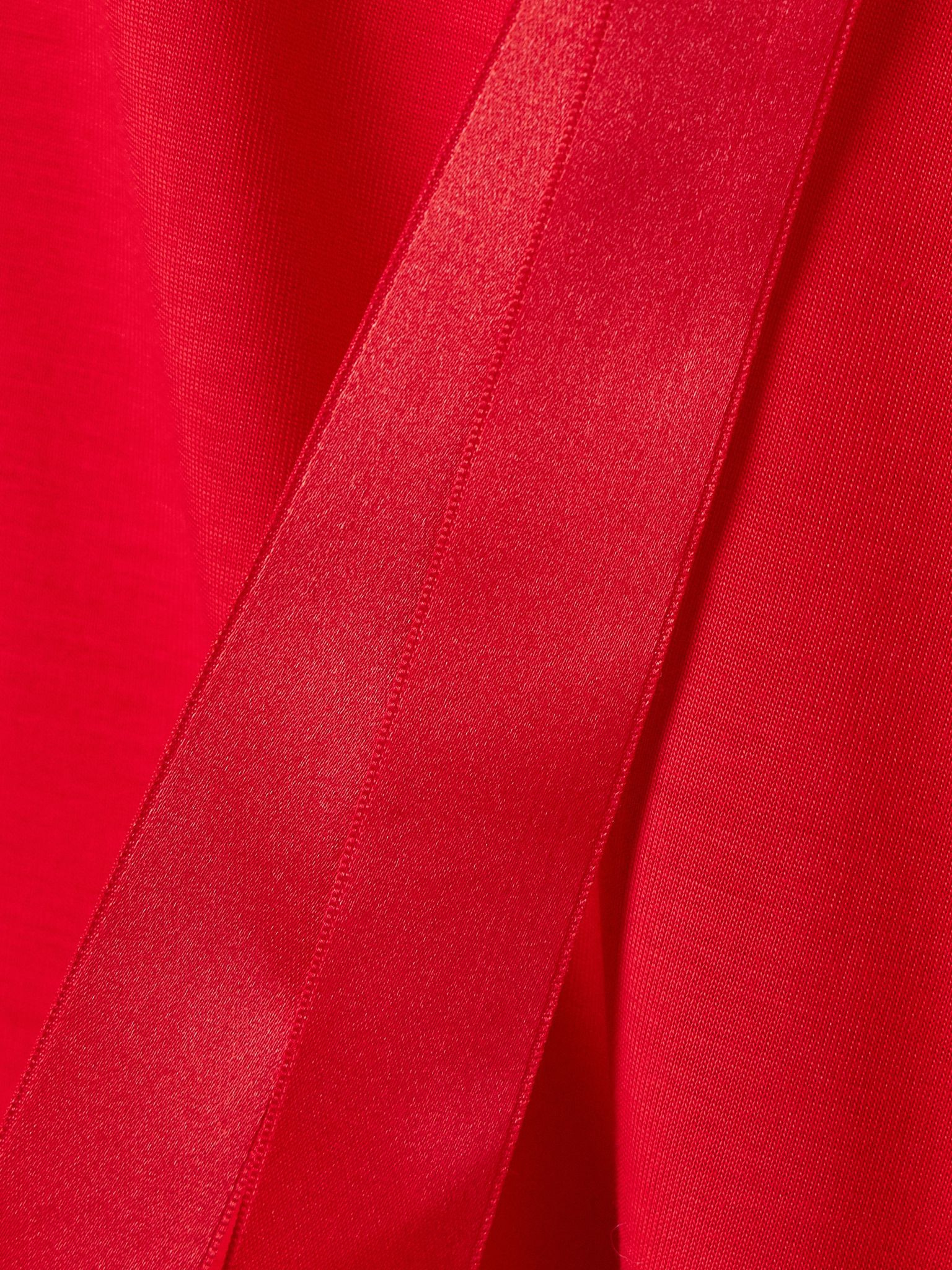 Bow-embellished satin-trimmed Lyocell-jersey top Red - 4