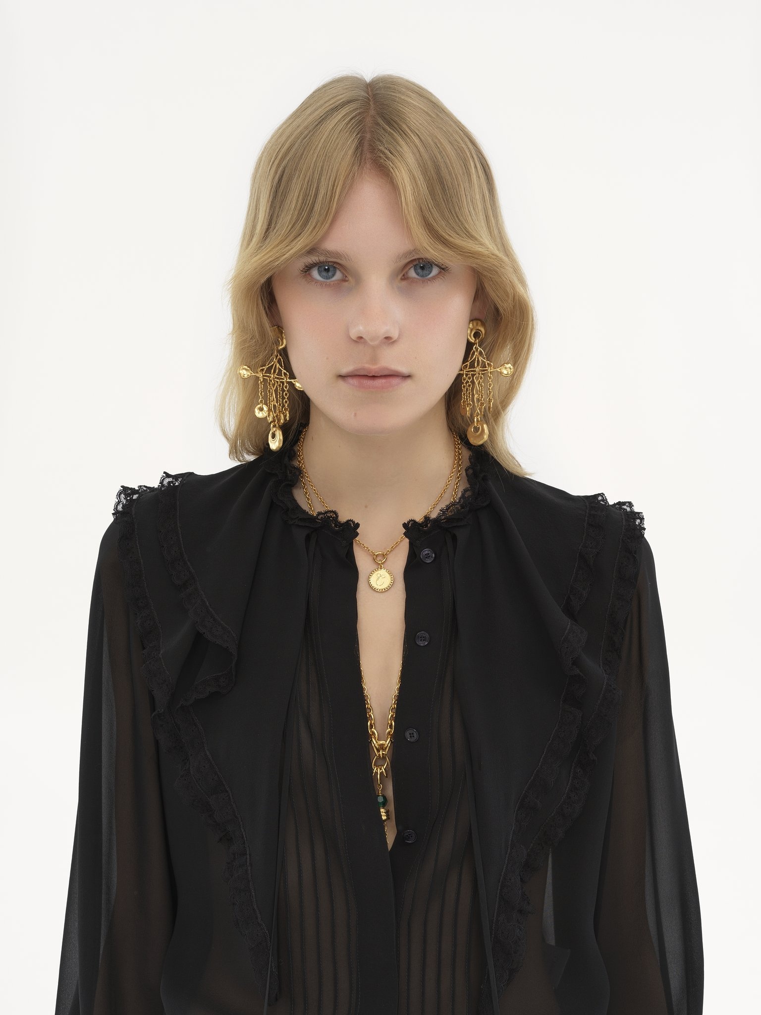 RUFFLED BLOUSE IN SILK GEORGETTE - 7