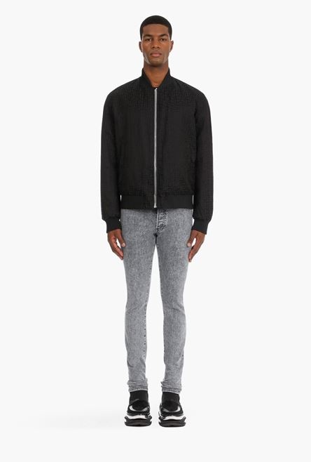 Reversible black bomber jacket with embossed Balmain logo - 4