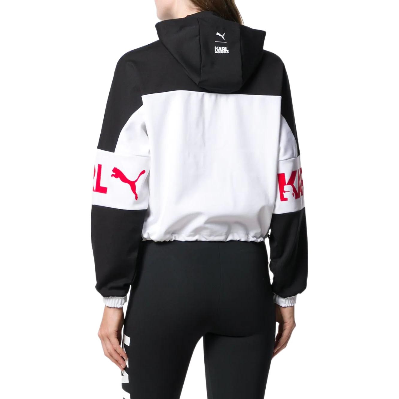 (WMNS) PUMA x Karl XTG Half-Zip Hoodie 'Black White Red' 595567-01 - 3