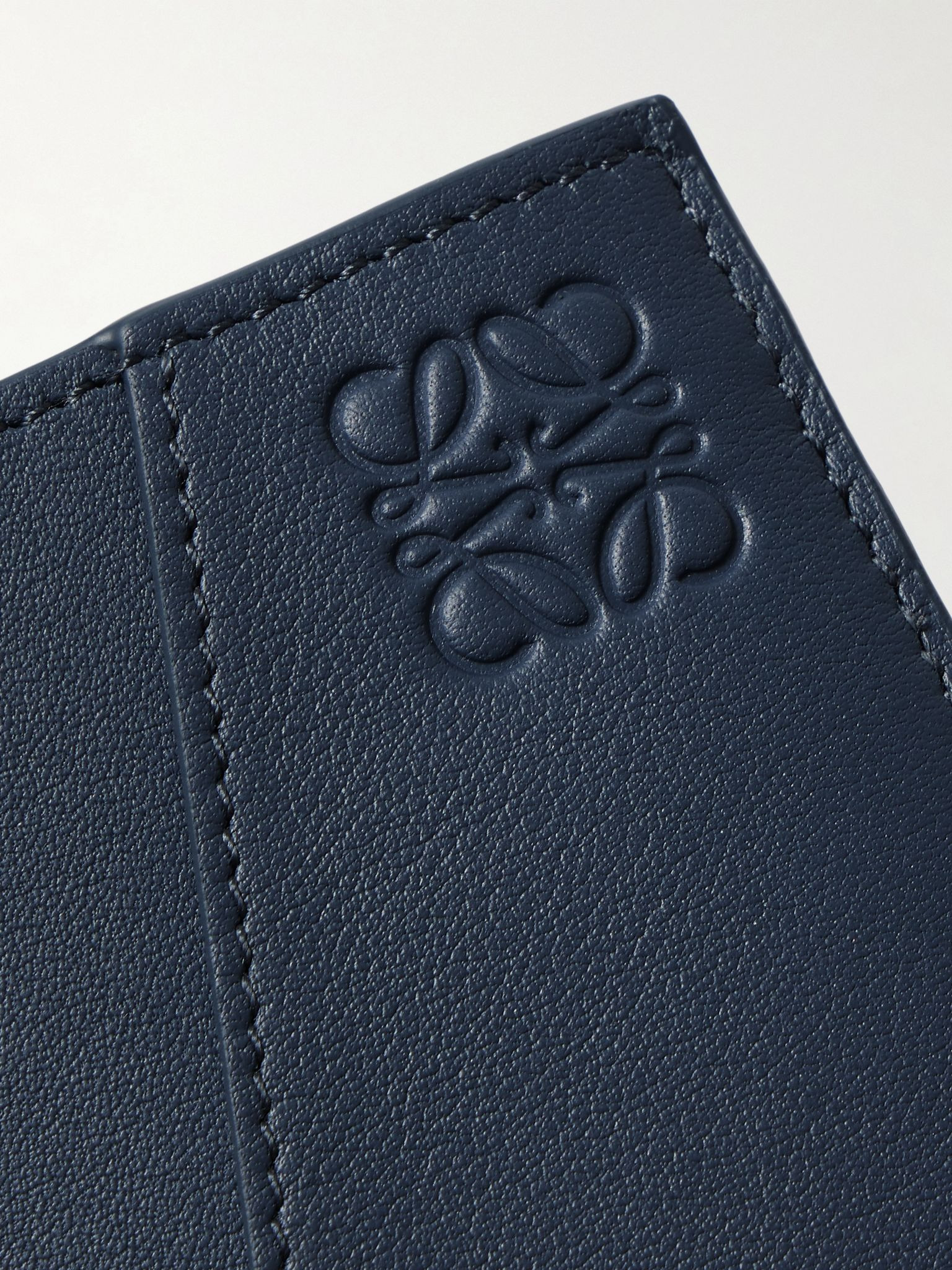 Puzzle Logo-Debossed Leather Billfold Wallet Blue - 3