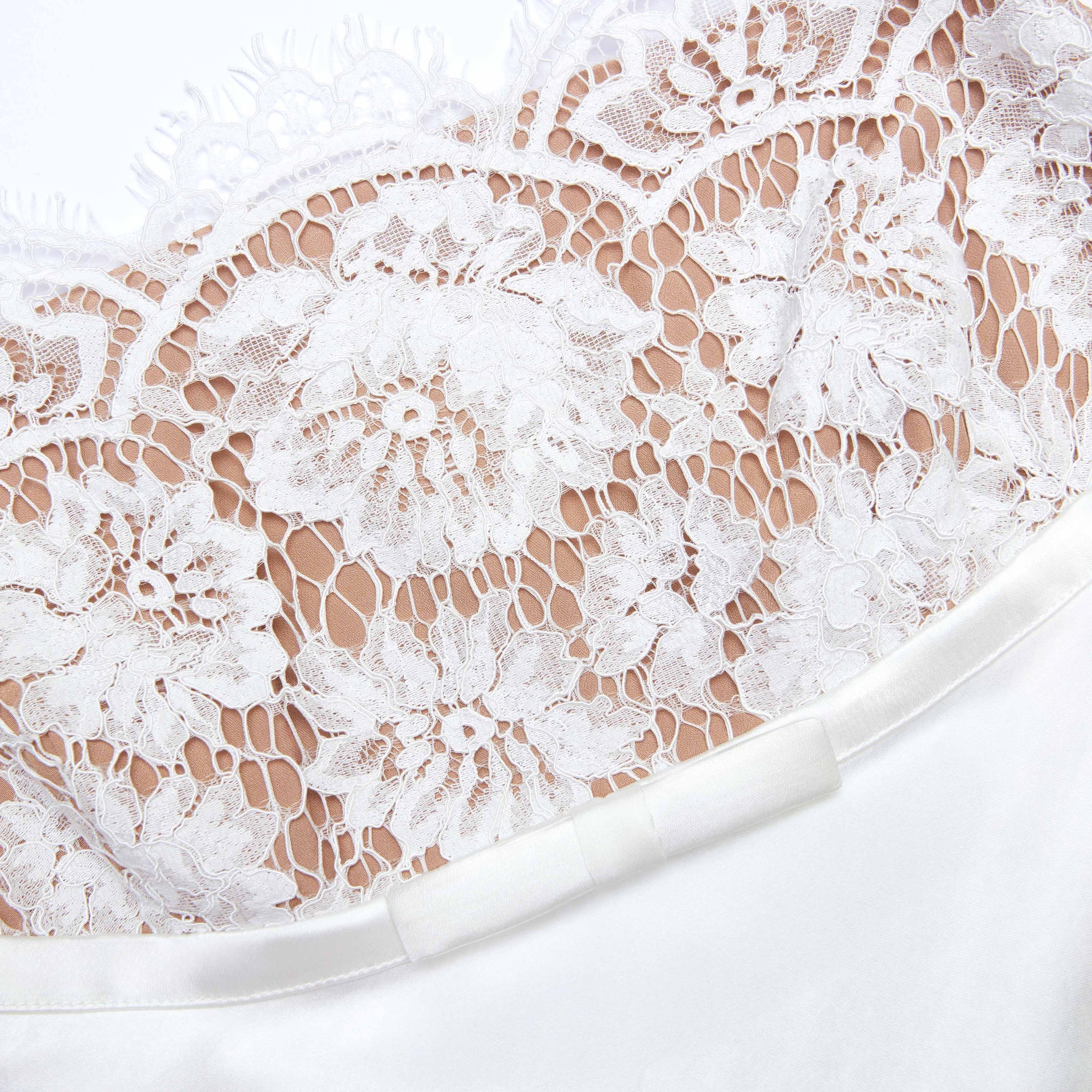 White Satin Lace Maxi Dress - 6