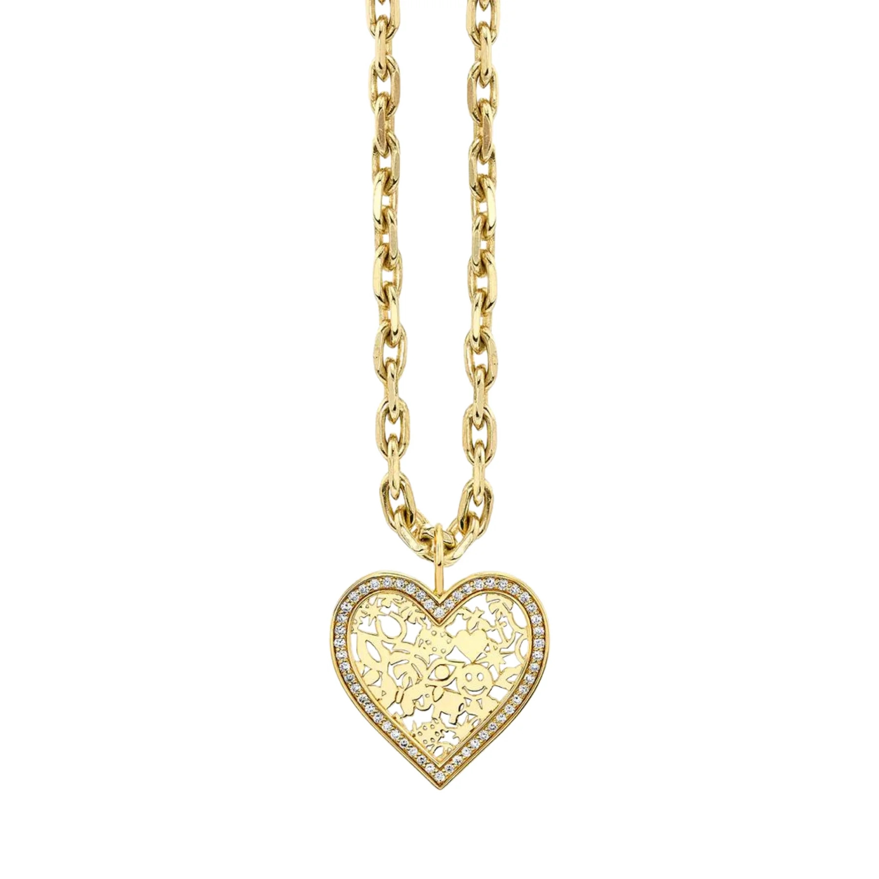 Large Icon Wallpaper Heart Charm Necklace - 1
