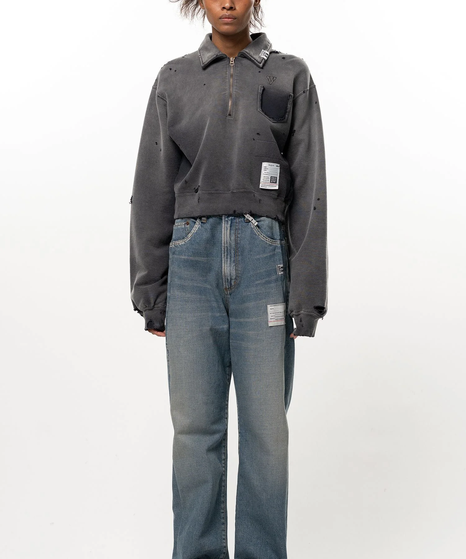 Sun Faded Like Cropped Collared Sweatshirt - 1
