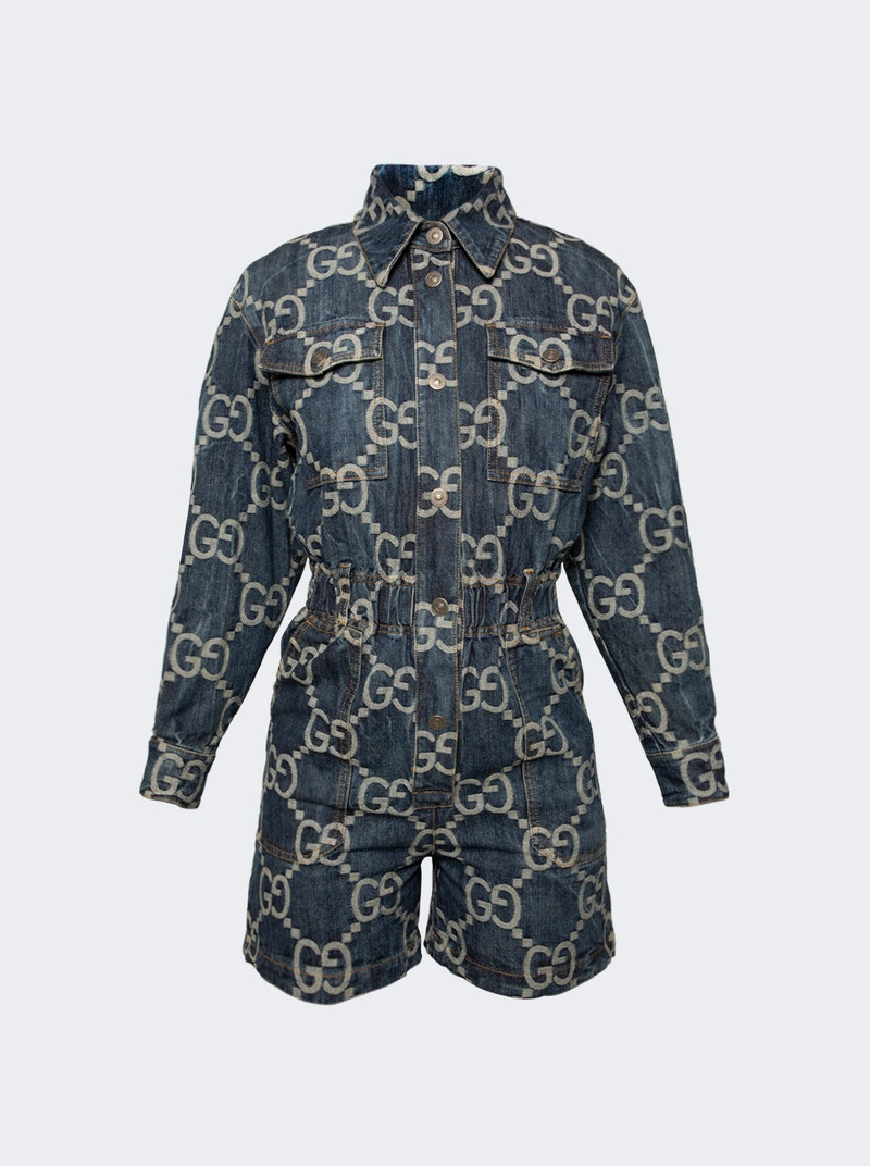 GG Denim Jumpsuit Blue and Ivory 1