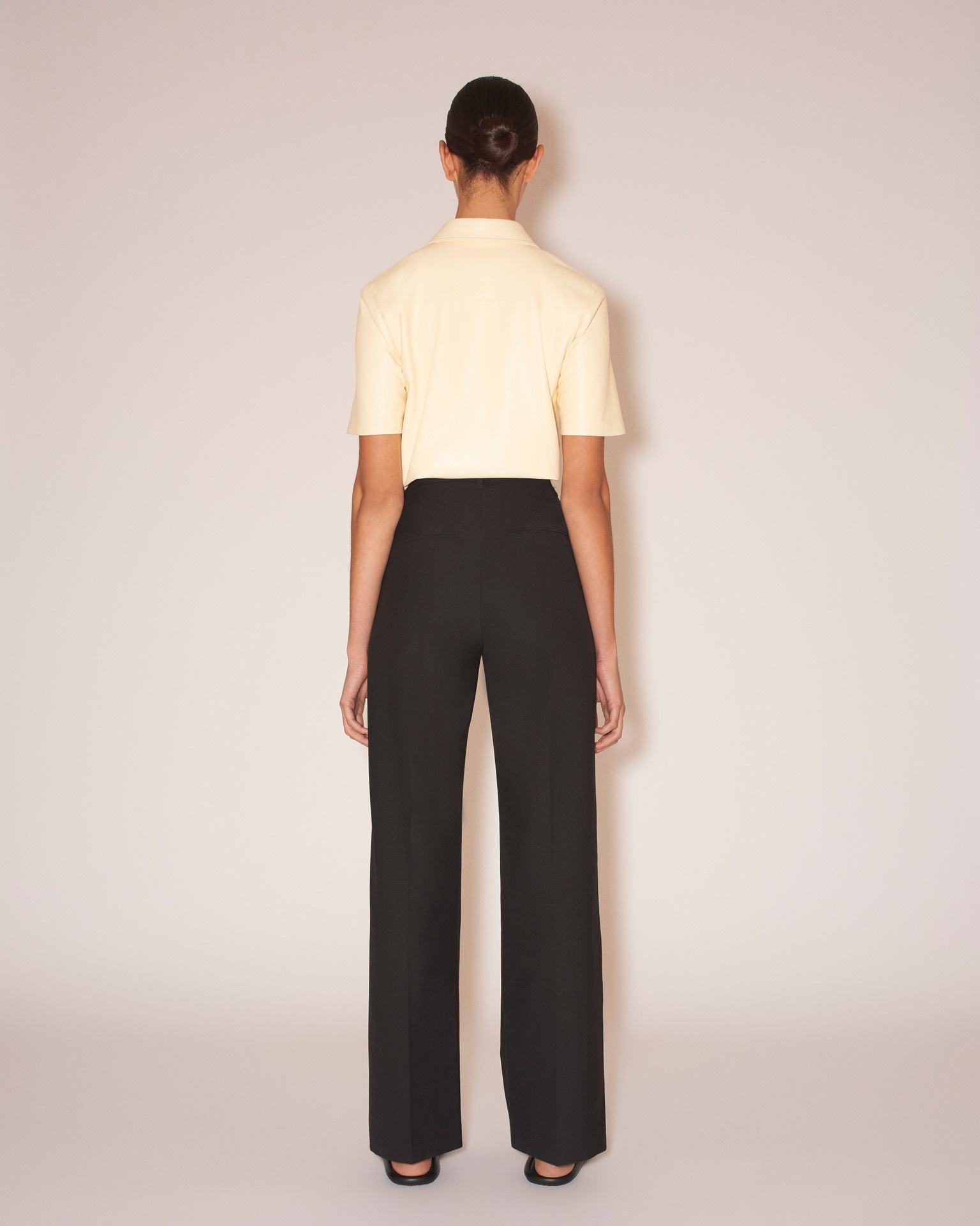 ELAINA - Summer suiting wide-leg trousers - Black - 2