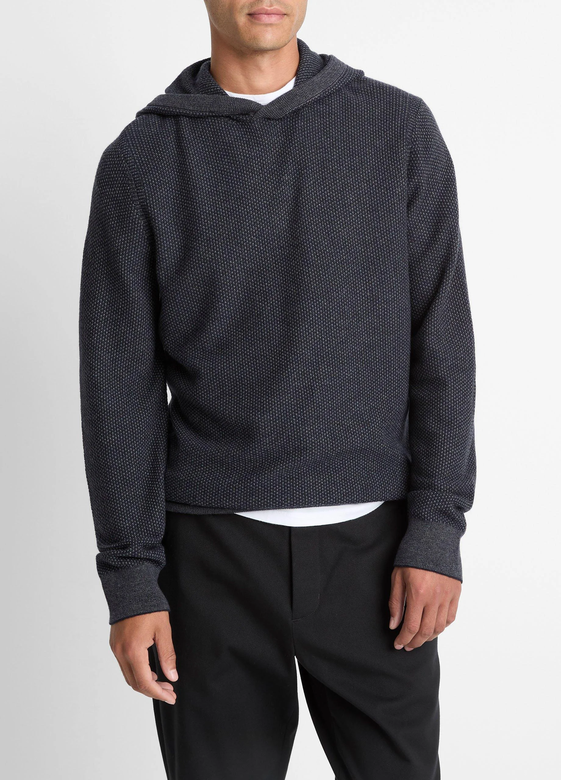 Geo-Jacquard Wool-Blend Sweater Hoodie - 1