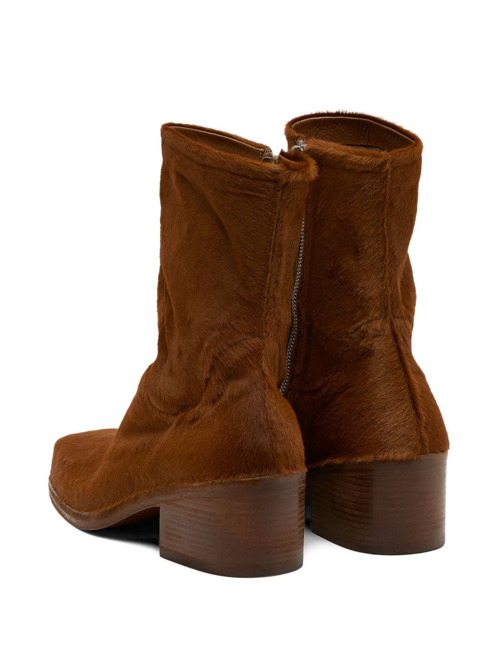 square-toe calf hair boots - 4