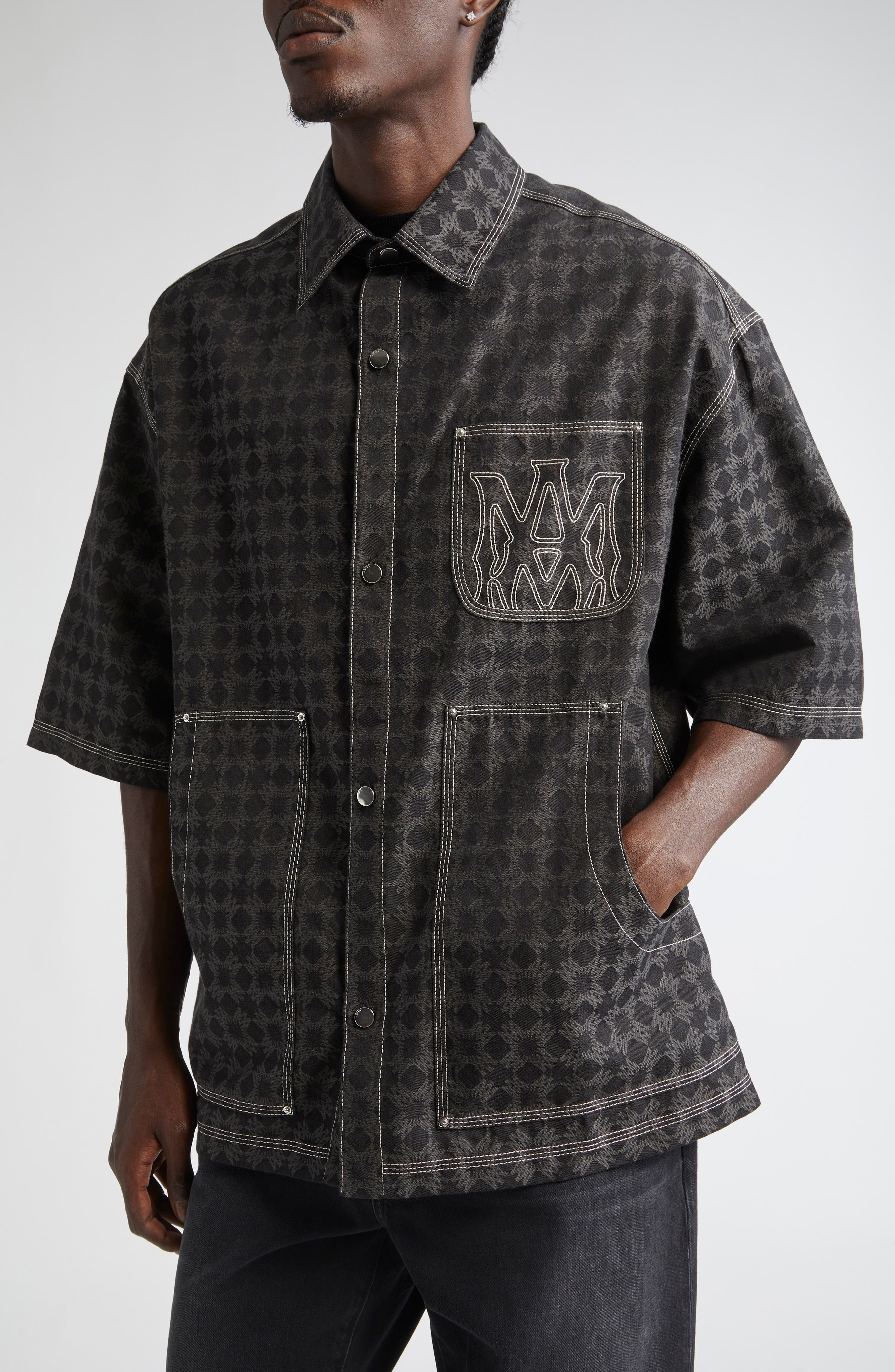 AMIRI MA Quad Work Shirt in Black at Nordstrom - 4