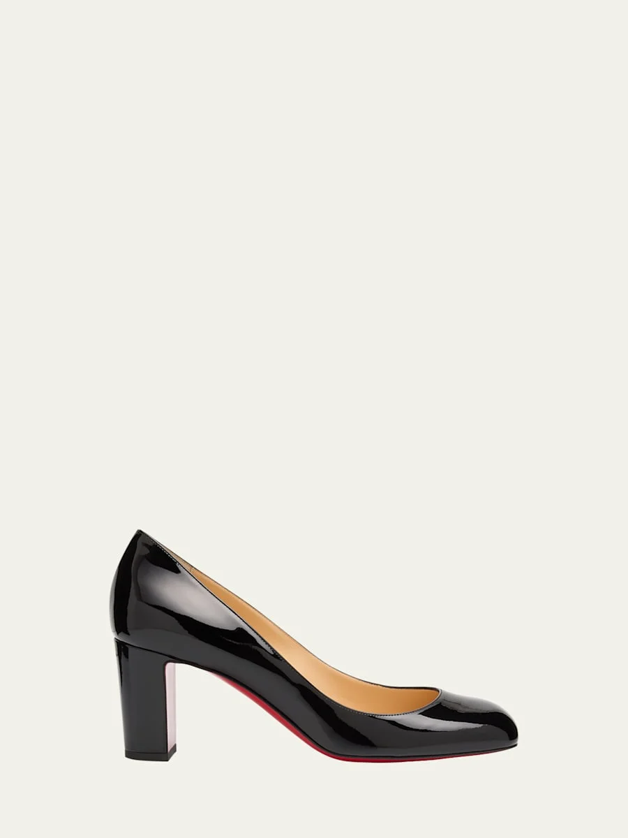 Cadrilla Patent Block-Heel Red Sole Pump - 1