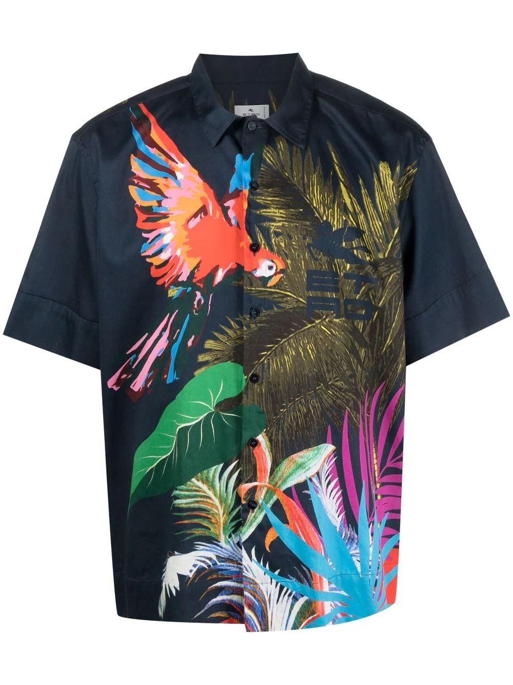 tropical print short-sleeved shirt - 1