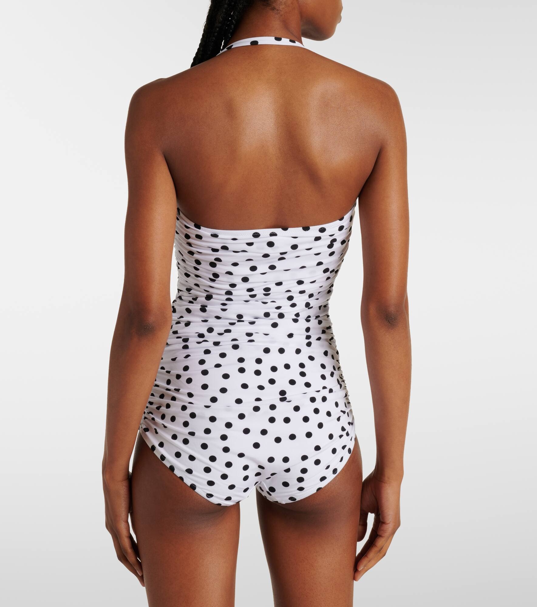 Polka-dot halterneck swimsuit - 3