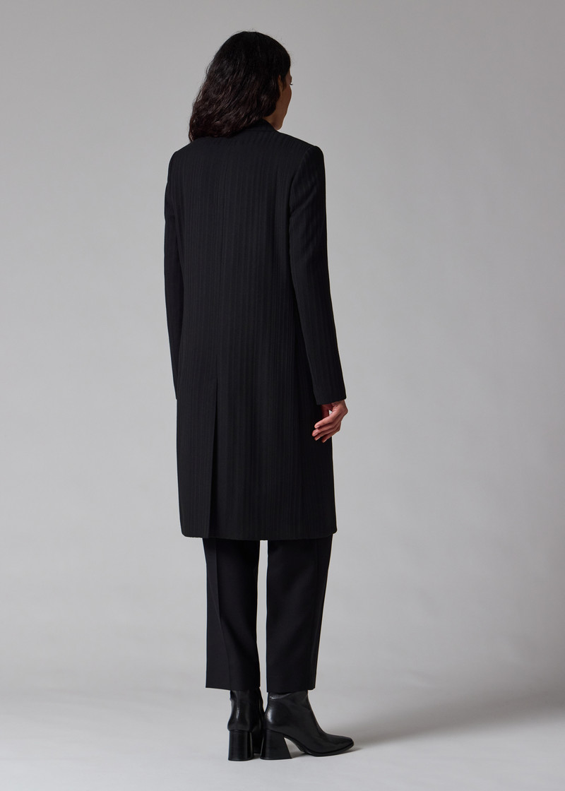 Women's Dark Navy 'Shadow Stripe' Cashmere-Blend Epsom Coat 13