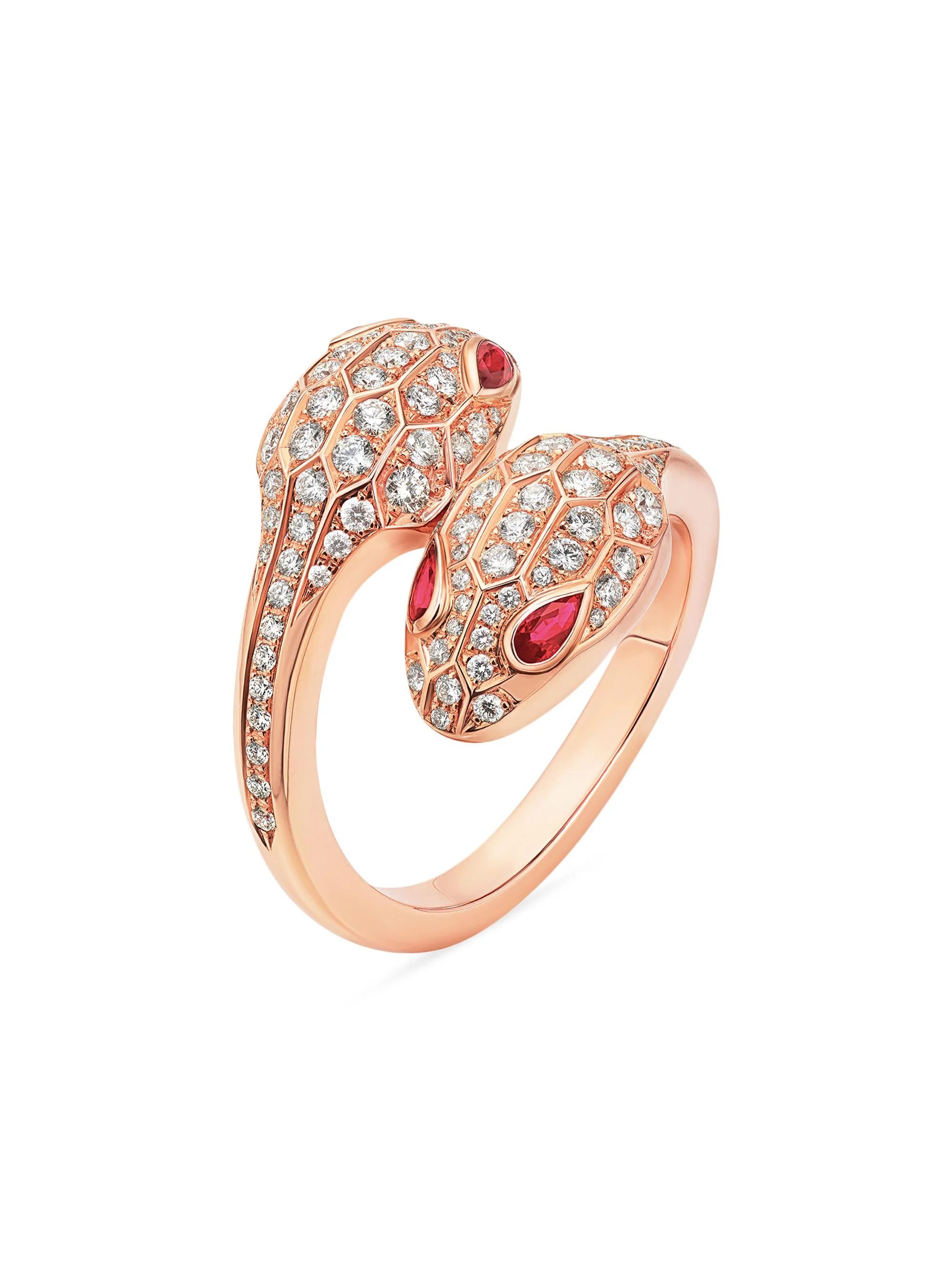 Serpenti Seduttori, 그리스 18ct 로즈 골드, 0.56ct 화려한 컷 다이아몬드와 루비드 링 - 1