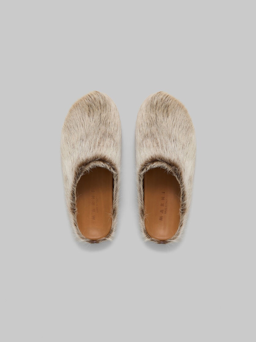 BEIGE LONG HAIR CALFSKIN FUSSBETT SABOT - 4