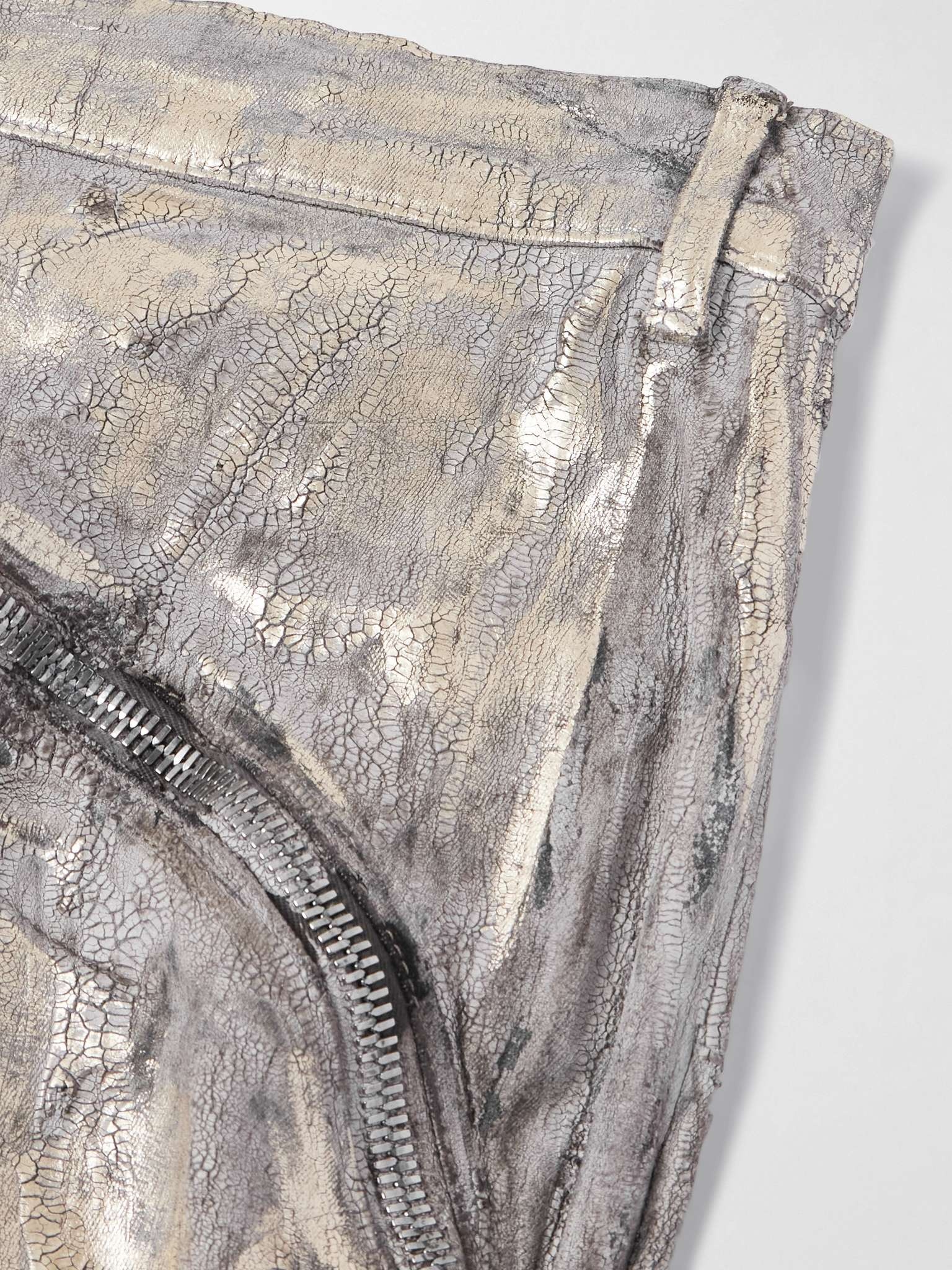 Bolan Flared Zip-Embellished Distressed Metallic Jeans - 5
