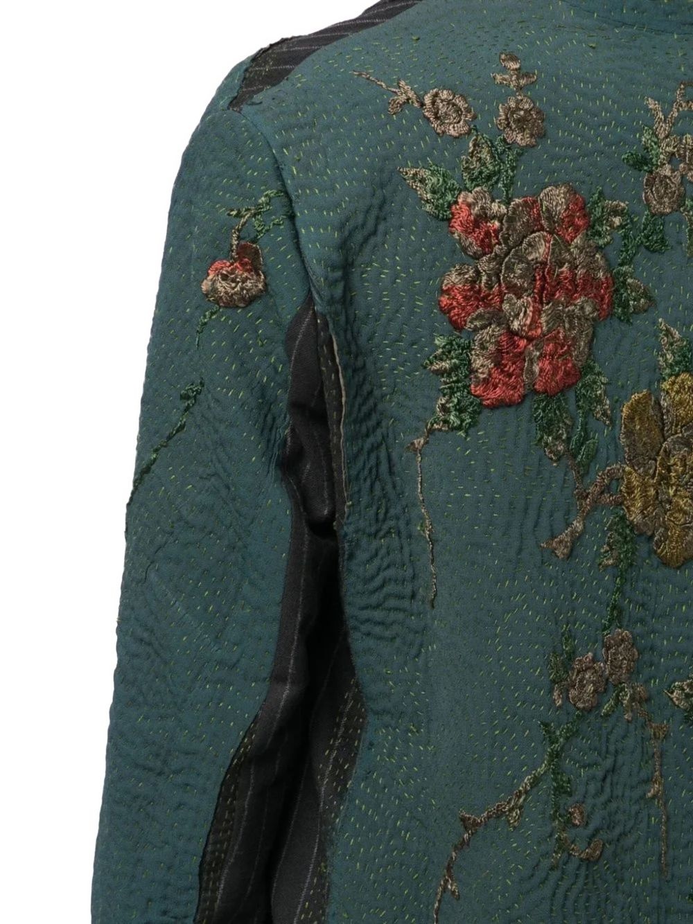 patchwork button-up coat - 5