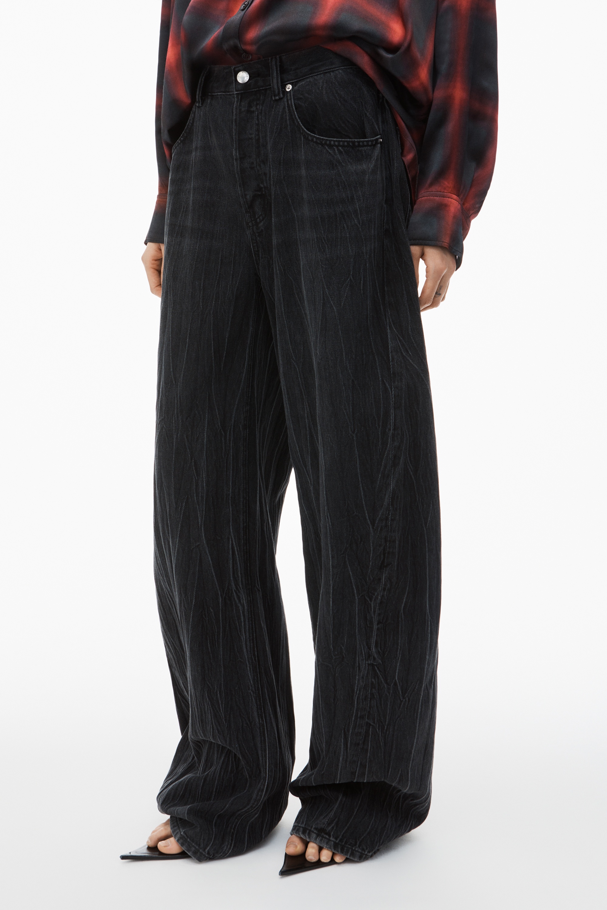 creased cotton ballon jeans - 3