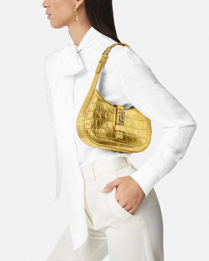 Greca Goddess Metallic Small Hobo Bag 3