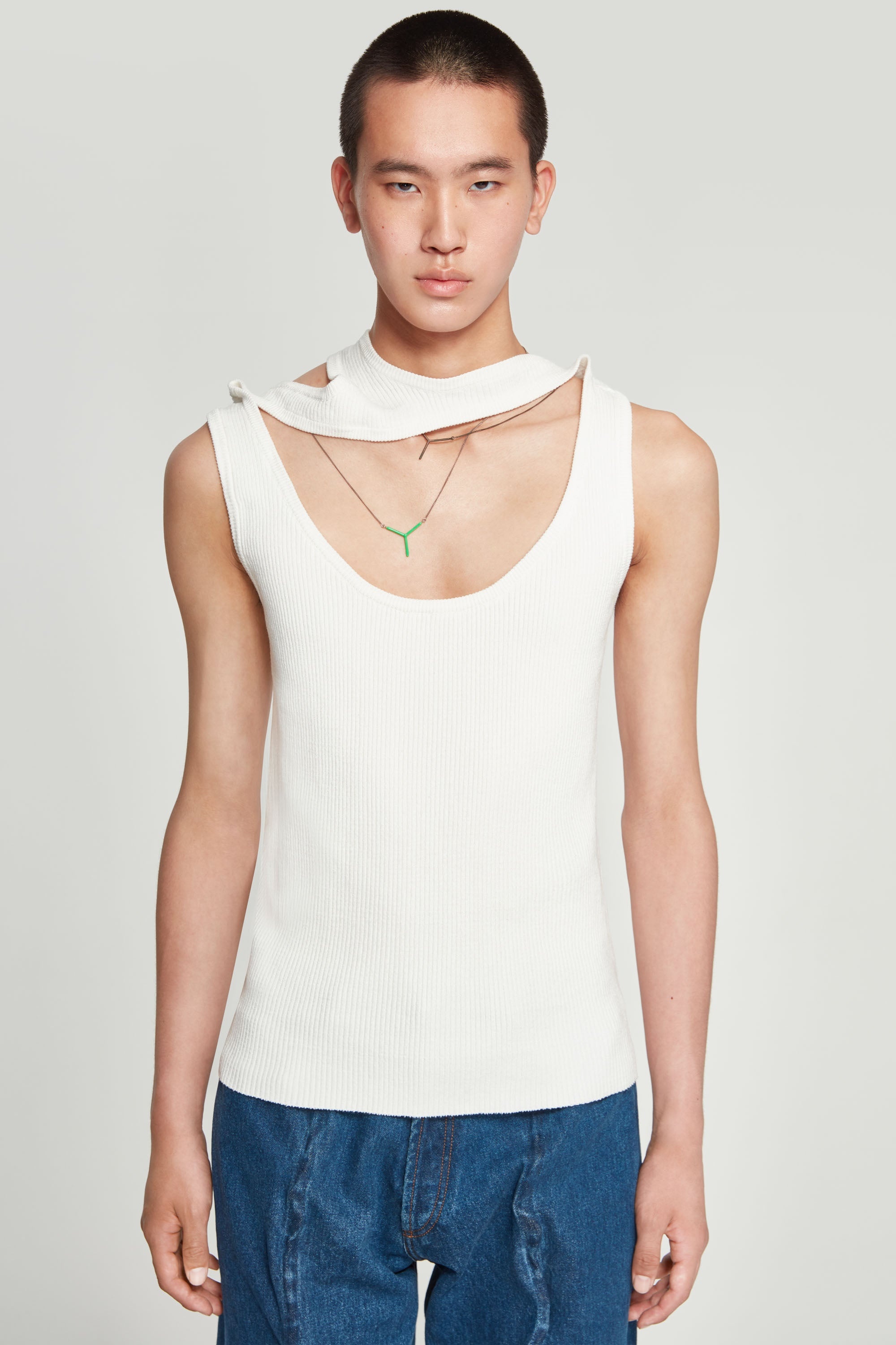 Classic Triple Collar Knit Tank Top - 3