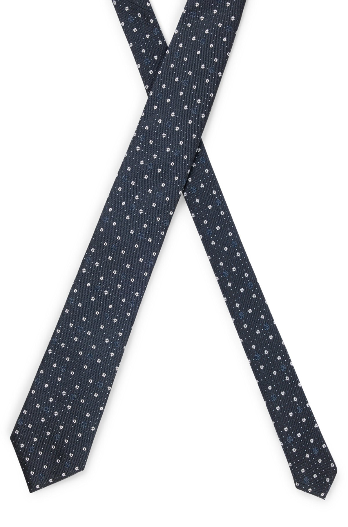 SILK-BLEND TIE WITH MICRO DOUBLE B MONOGRAMS - 4
