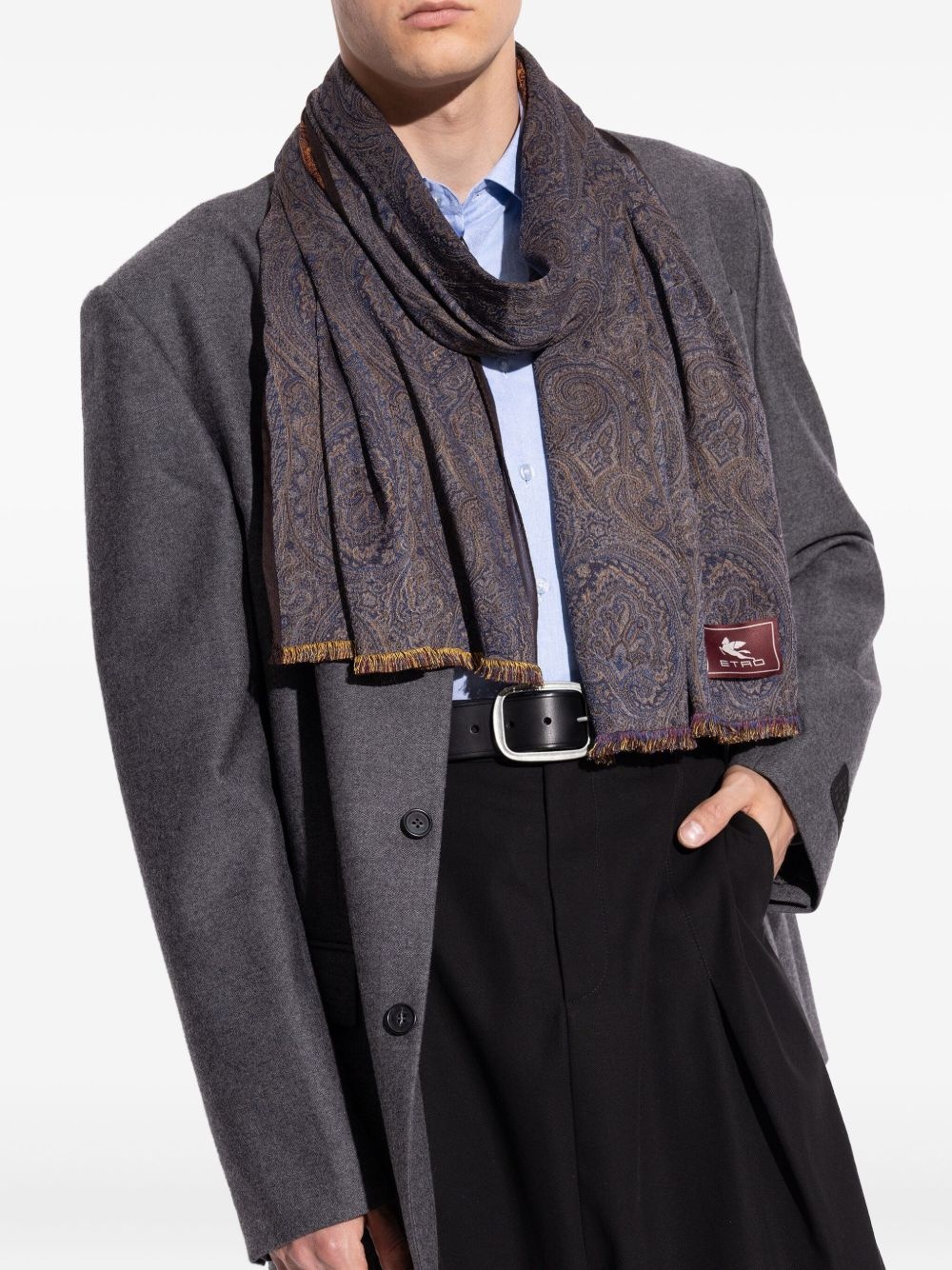 paisley-pattern fringed scarf - 4