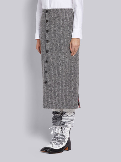 Thom Browne Medium Grey Wool Chalk Stripe Bugle Bead Embroidered Low Rise Cardigan Skirt outlook