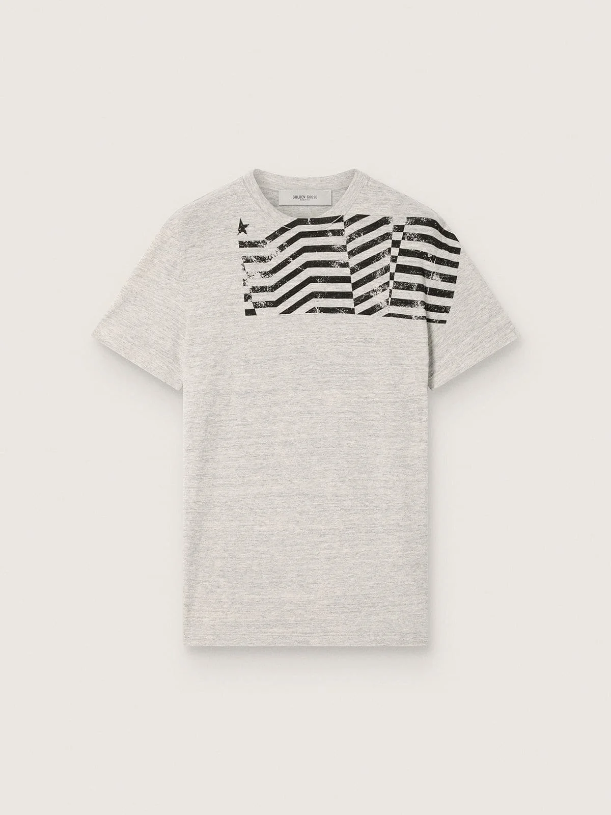 Unisex T-shirt in gray melange jersey with flag print - 1