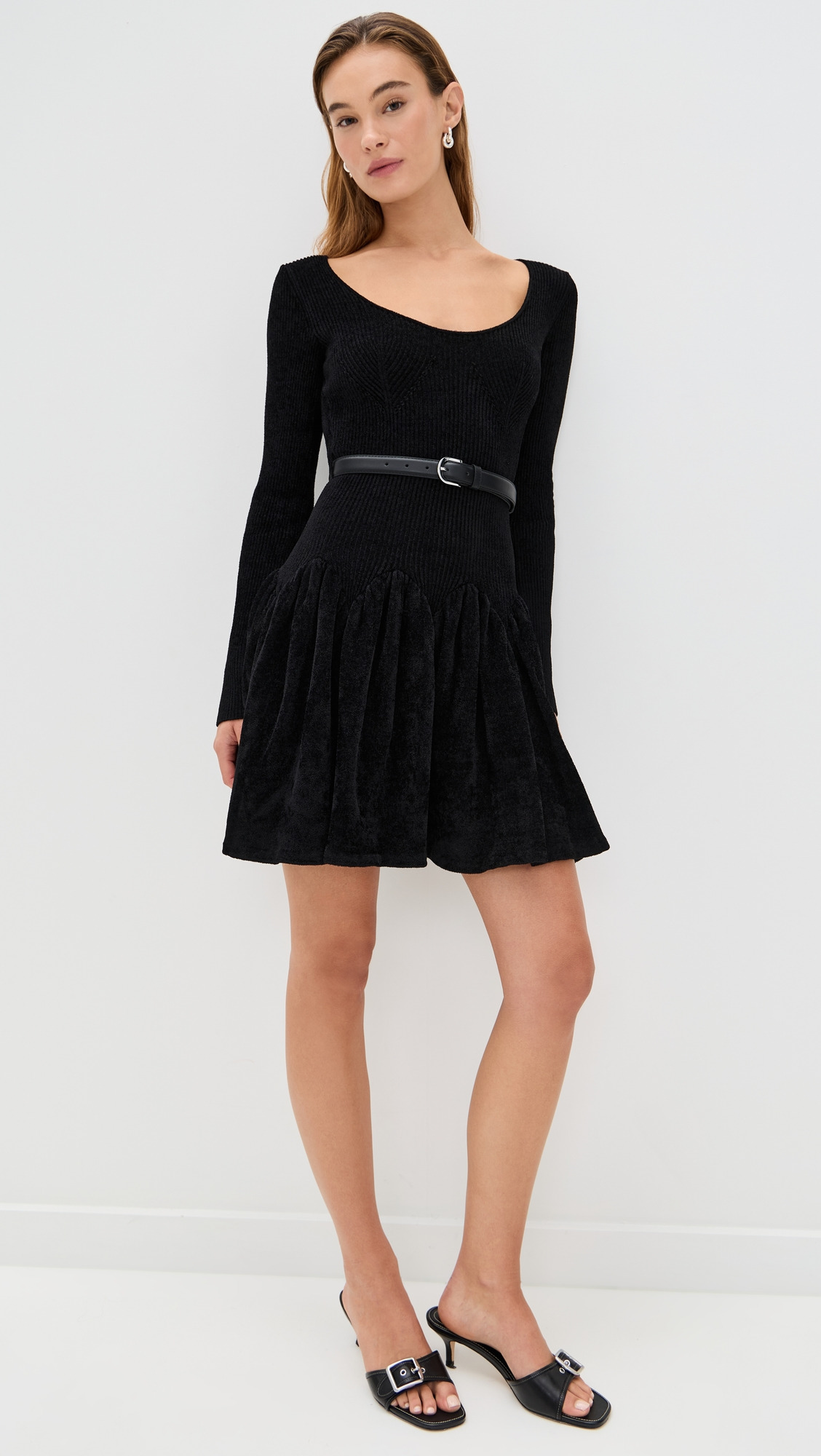 Black Chenille Knit Mini Dress - 4
