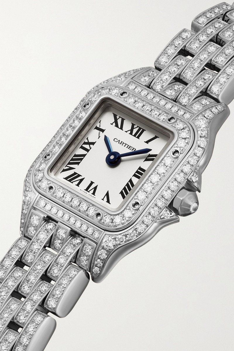 Panthère de Cartier 25mm mini rhodium-plated 18-karat white gold diamond watch 3