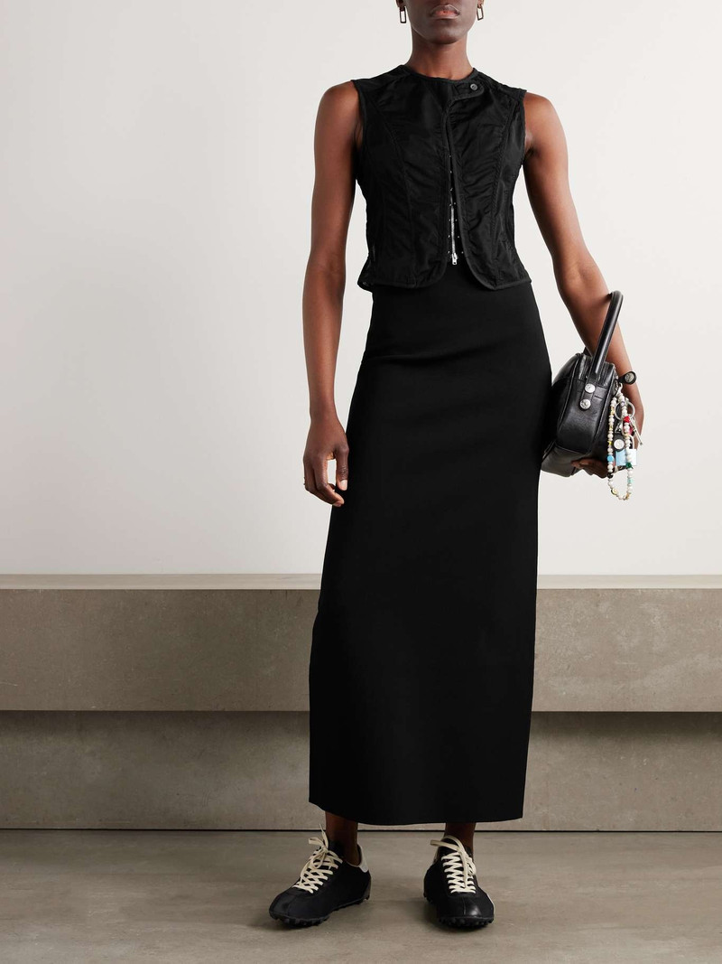 Our Legacy Paneled layered mesh-trimmed cotton-poplin corset vest Black outlook