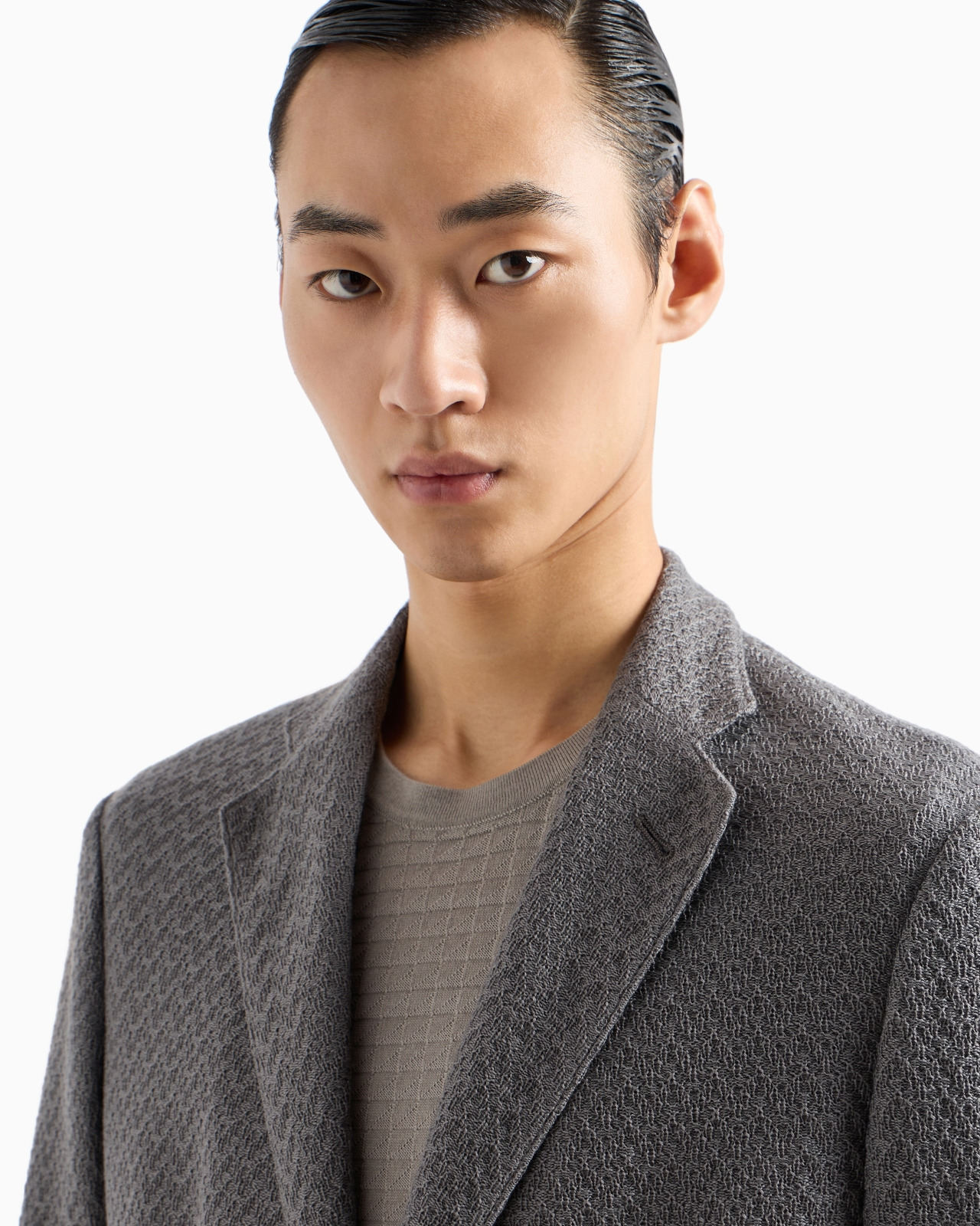 Ultra-lightweight, virgin-wool jacquard knit single-breasted jacket - 5