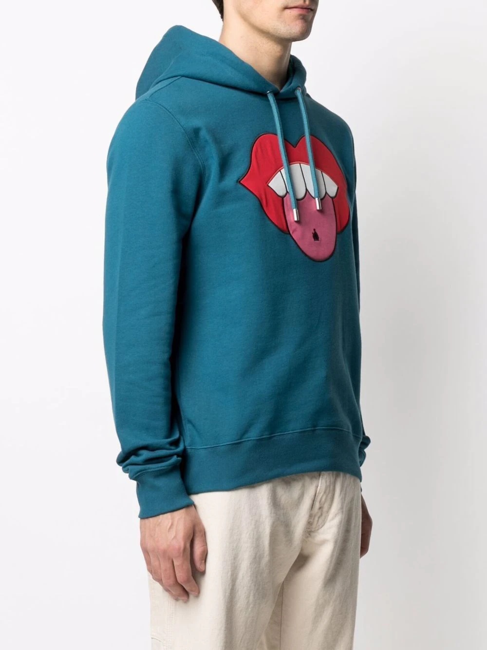 mouth patch drawstring hoodie - 3