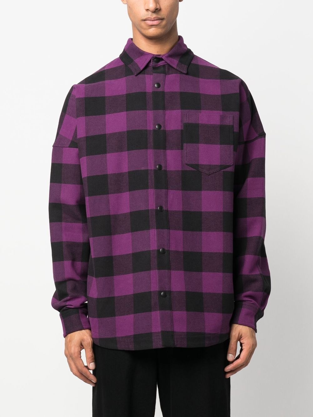 check-print cotton shirt - 3