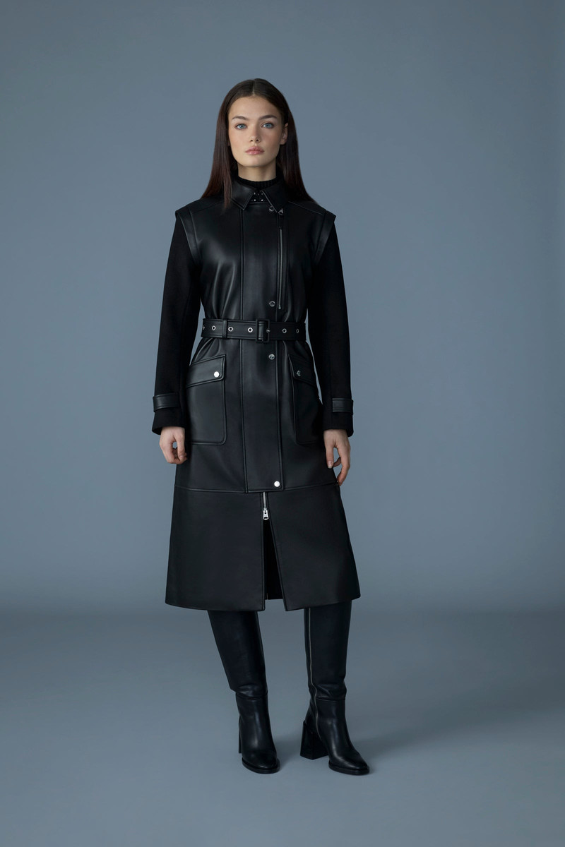 MACKAGE EVELINA 2-in-1 long Lamb Leather Coat with Removable Sleeves outlook