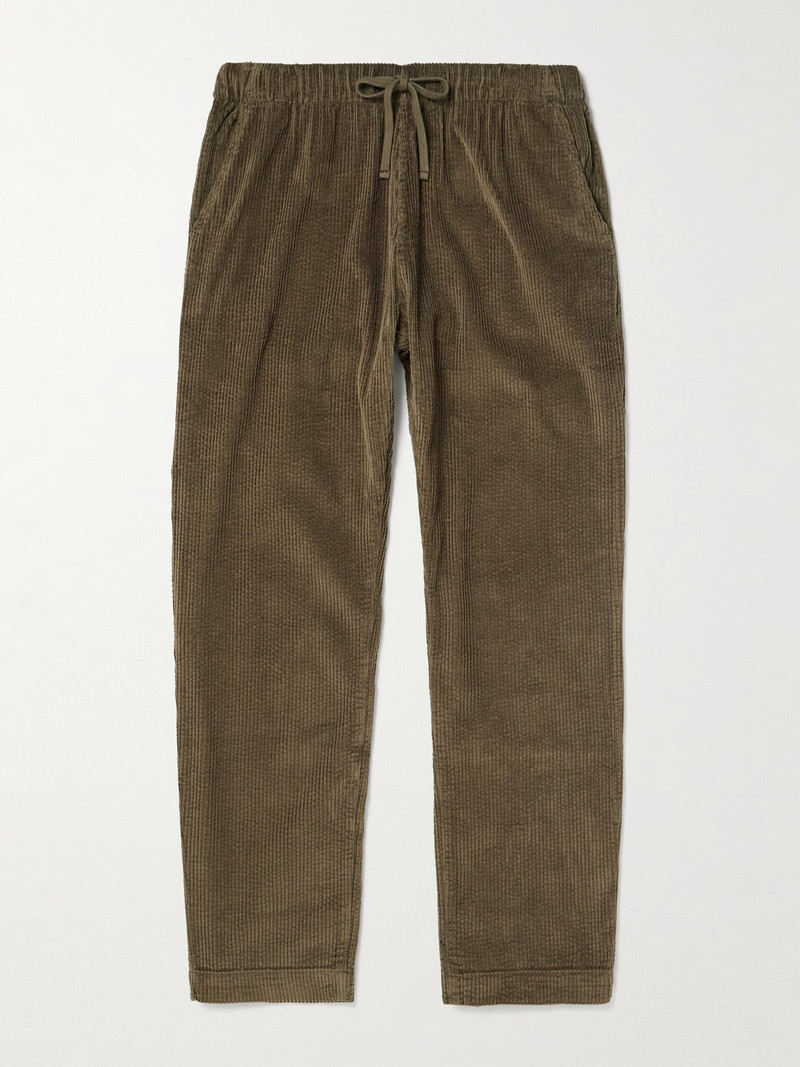 Joggy Straight-Leg Cotton-Corduroy Drawstring Trousers 1