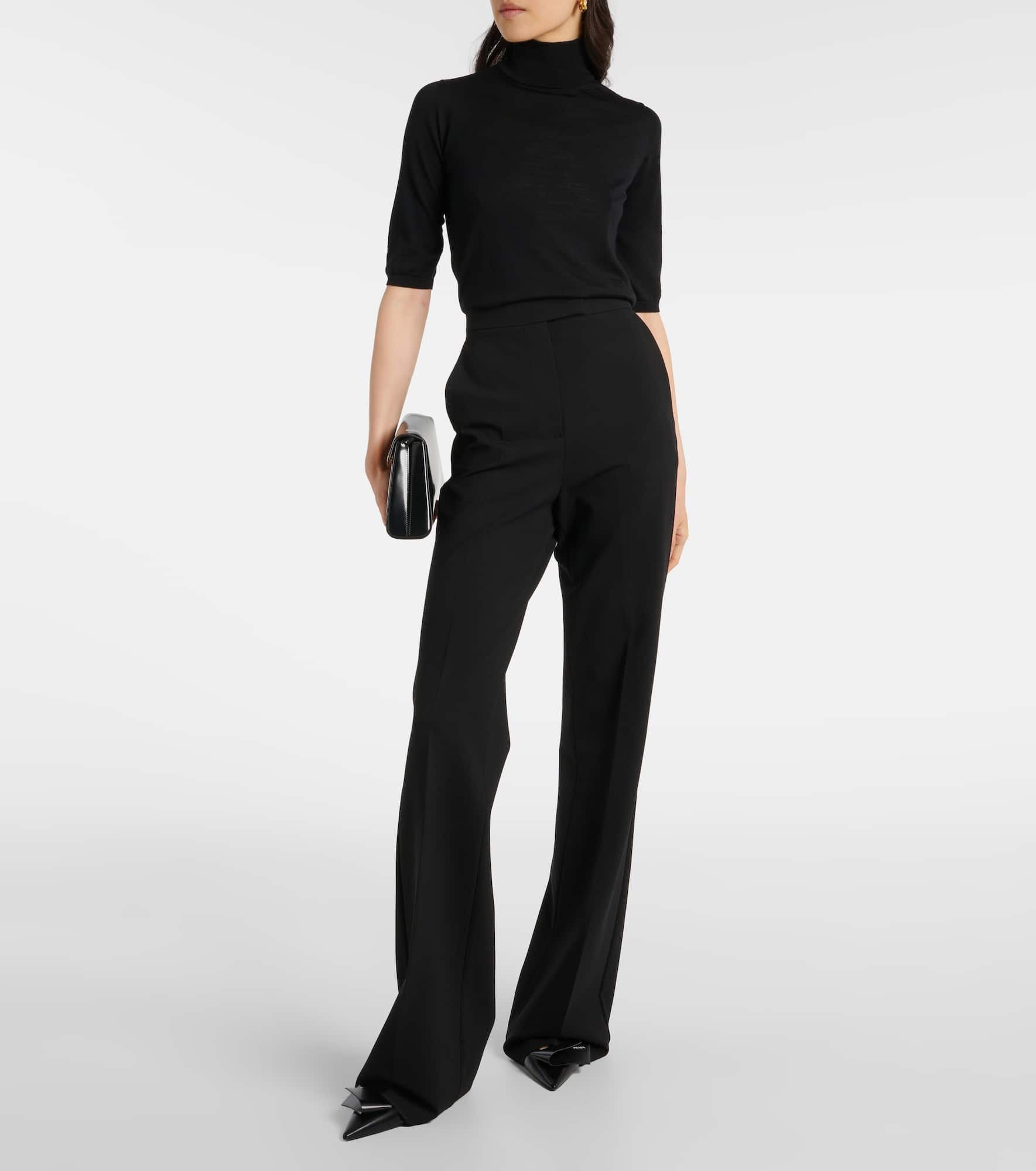 Norcia pleated jersey straight pants - 6