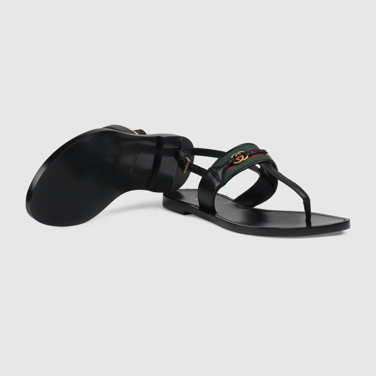 Women's leather thong sandal with Web - 5