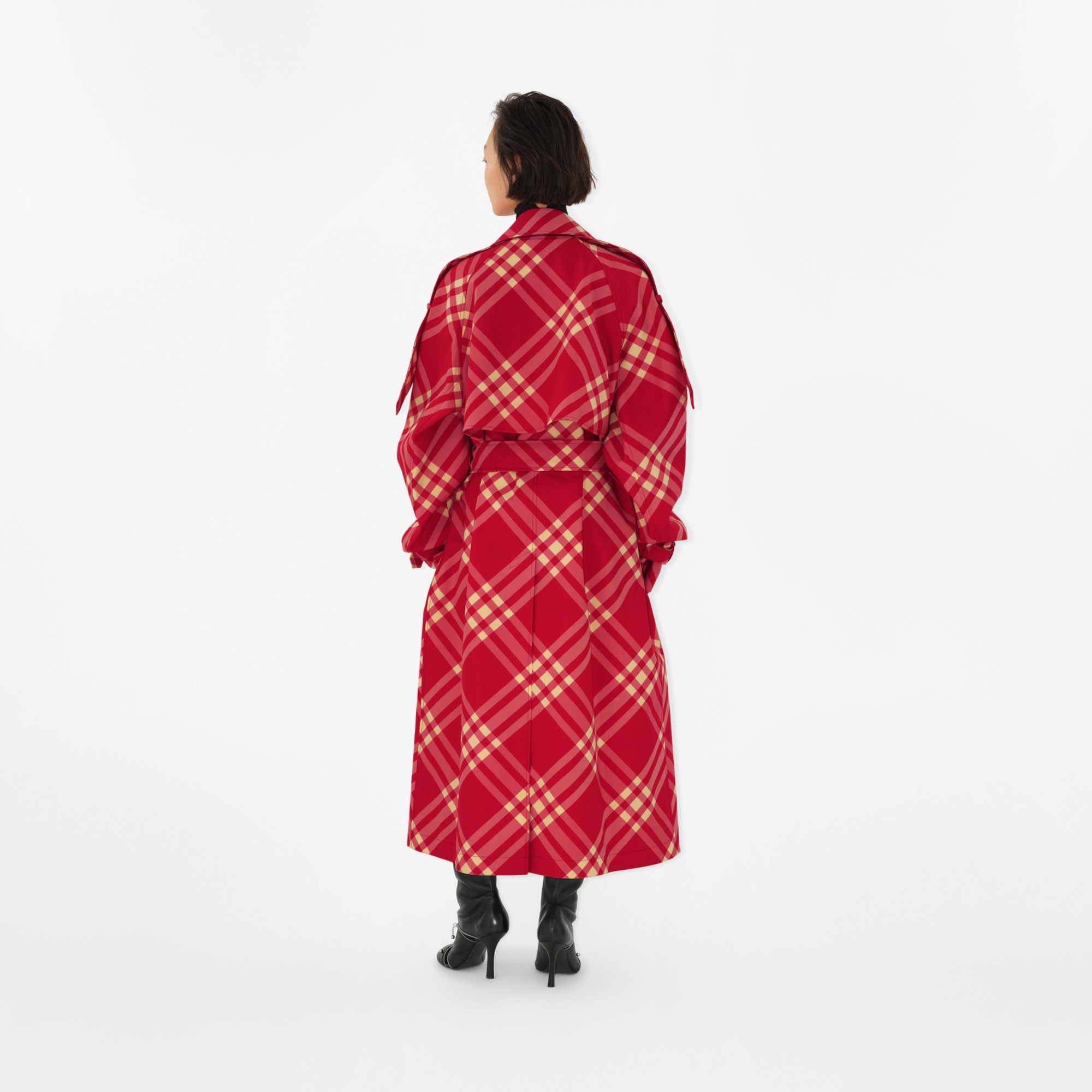 Long Check Trench Coat - 4