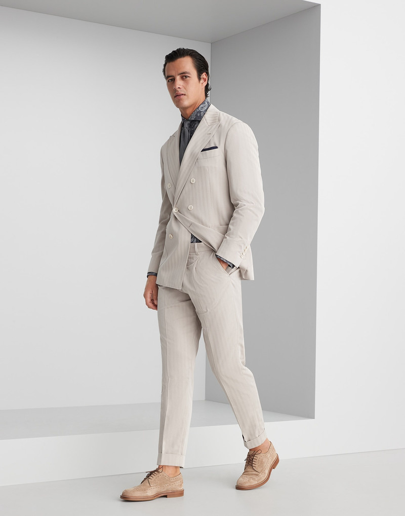 Cotton and silk chevron solaro one-and-a-half breasted deconstructed blazer with patch pockets 5