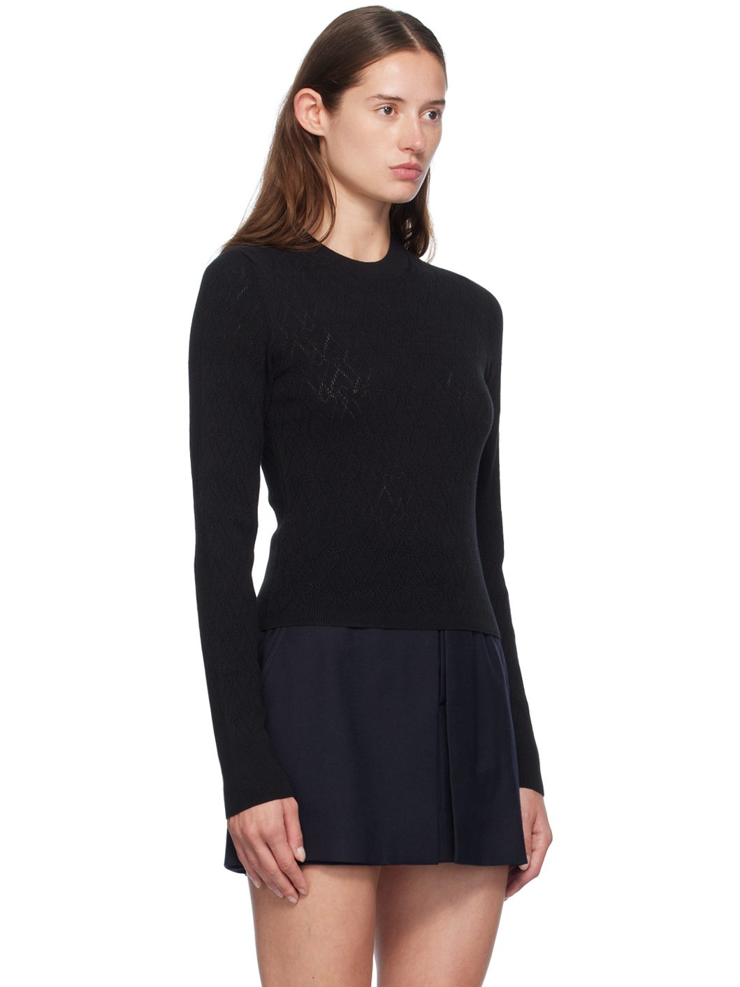 Black Pointelle Sweater - 2