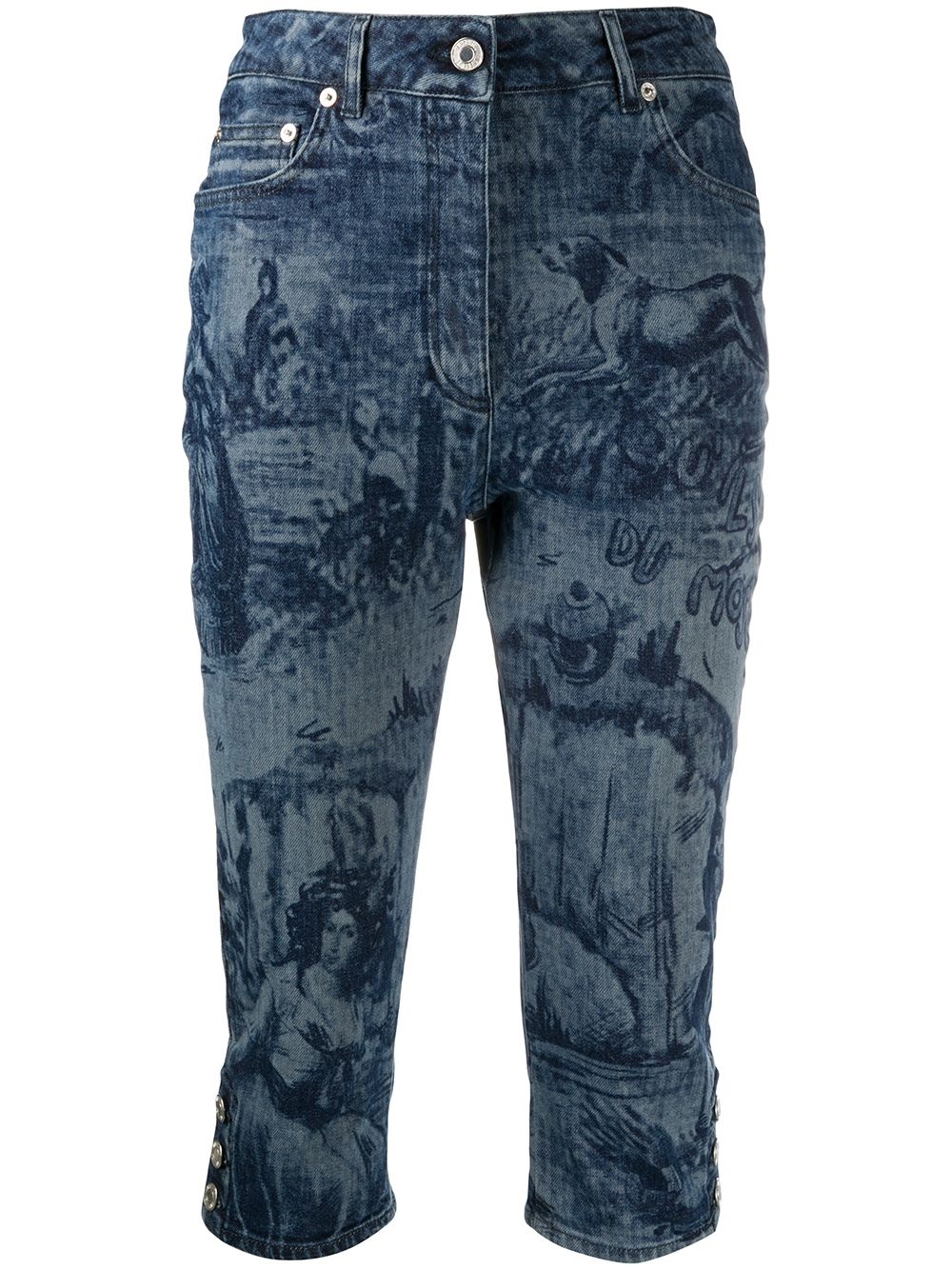 printed below-the-knee jeans - 1