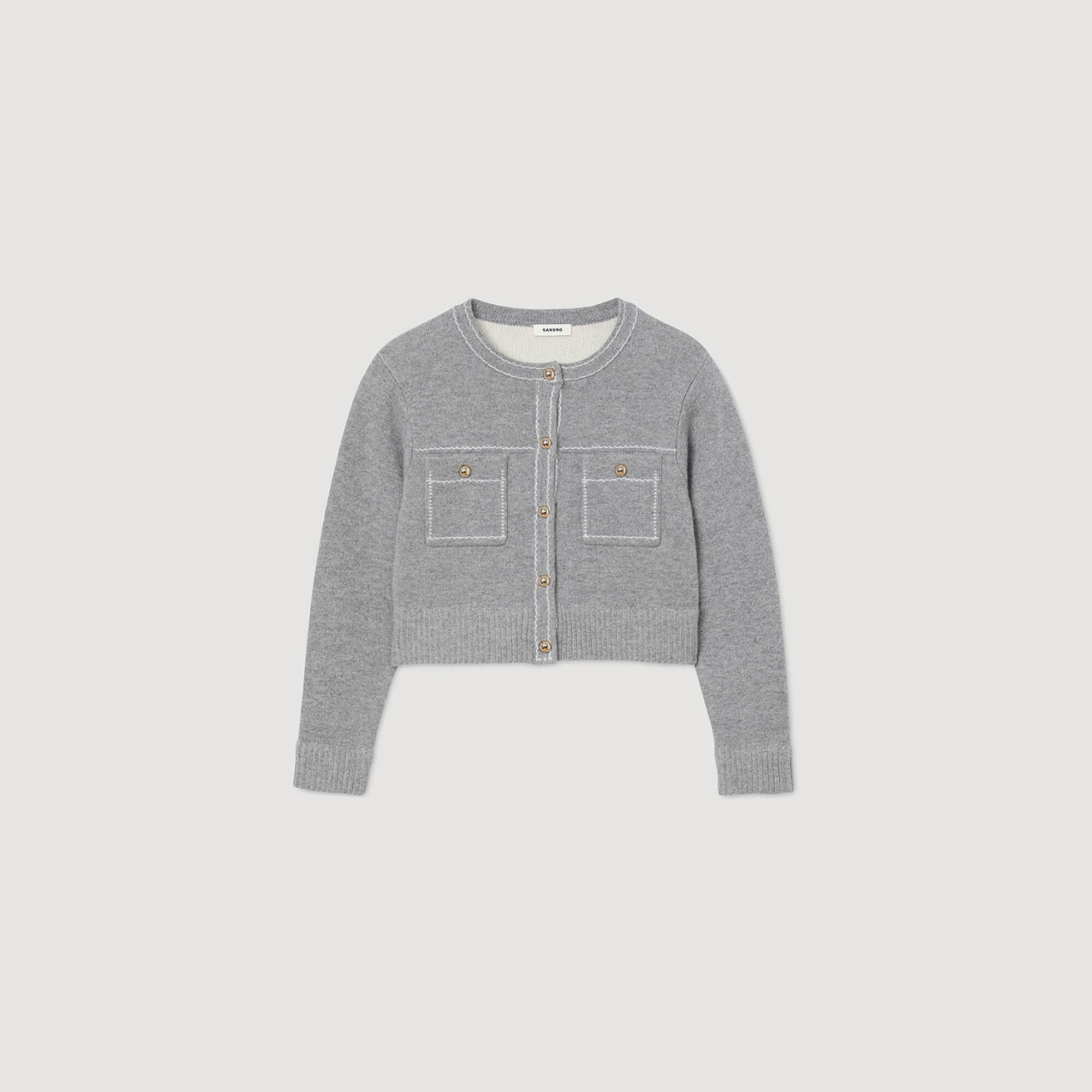 CARDIGAN WITH CONTRAST STITCHING - 6